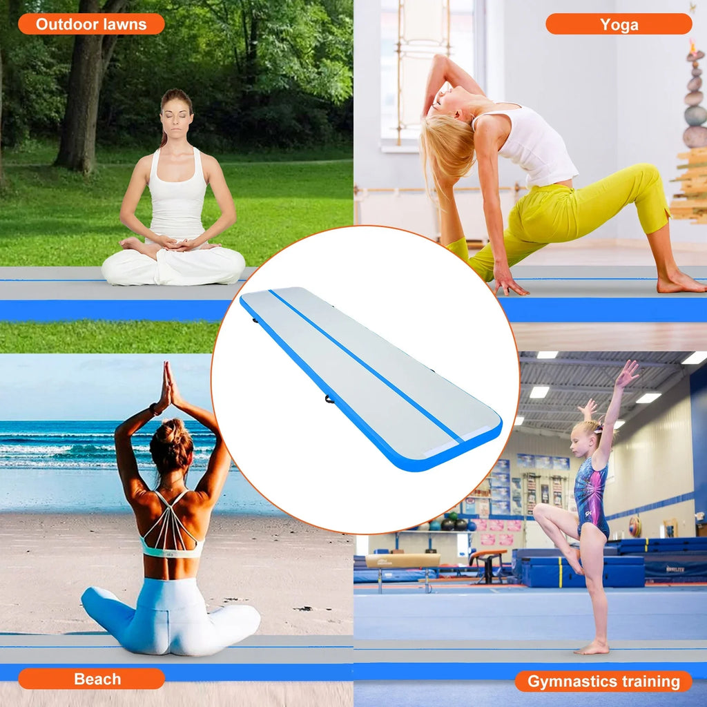 13ft Air Cushion Blow-up Gymnastics Training Vibrating Fitness Mat with Pump