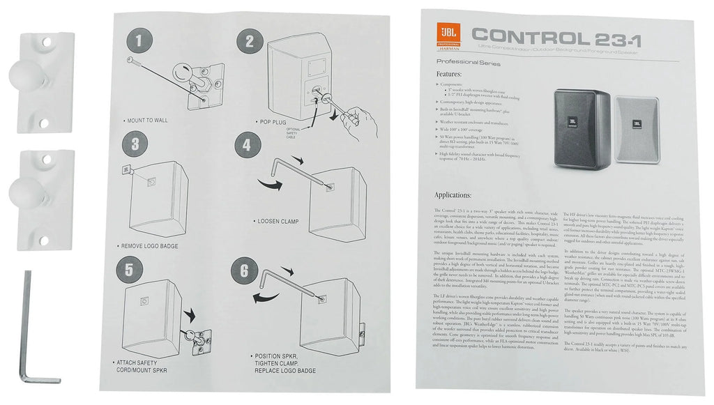 (10) JBL Control 23-1 White 3" Indoor/Outdoor 70v Commercial Wall Speakers + Amp