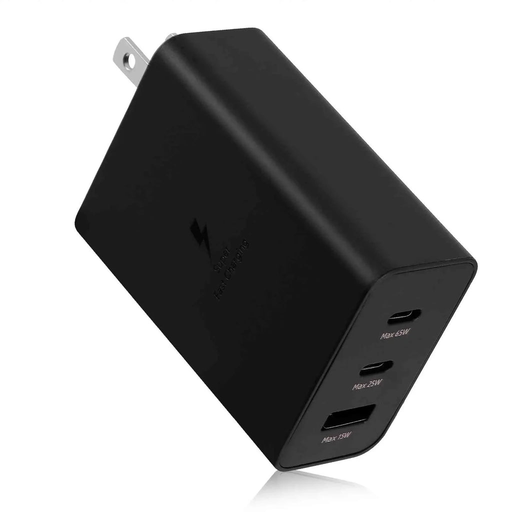65W Fast Travel Charger with 3 Ports - USB & Dual USB-C - High-Speed Charging for Laptops, Phones vivo Y17/X27 Pro/S1 (China)/X27/iQOO iPhone, Samsung Galaxy, Google Pixel, , Steam Deck