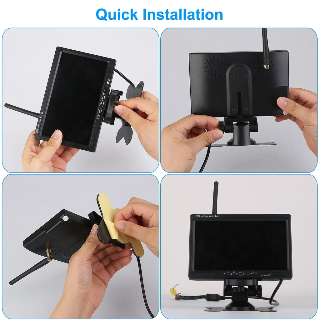 iMounTEK Wireless Backup Camera System Vehicle Rear View Monitor Kit IP67 Waterproof Car Parking Reverse System with 7In Screen Night Vision 2.4G Stable Signal for Car Trunk Van SUV