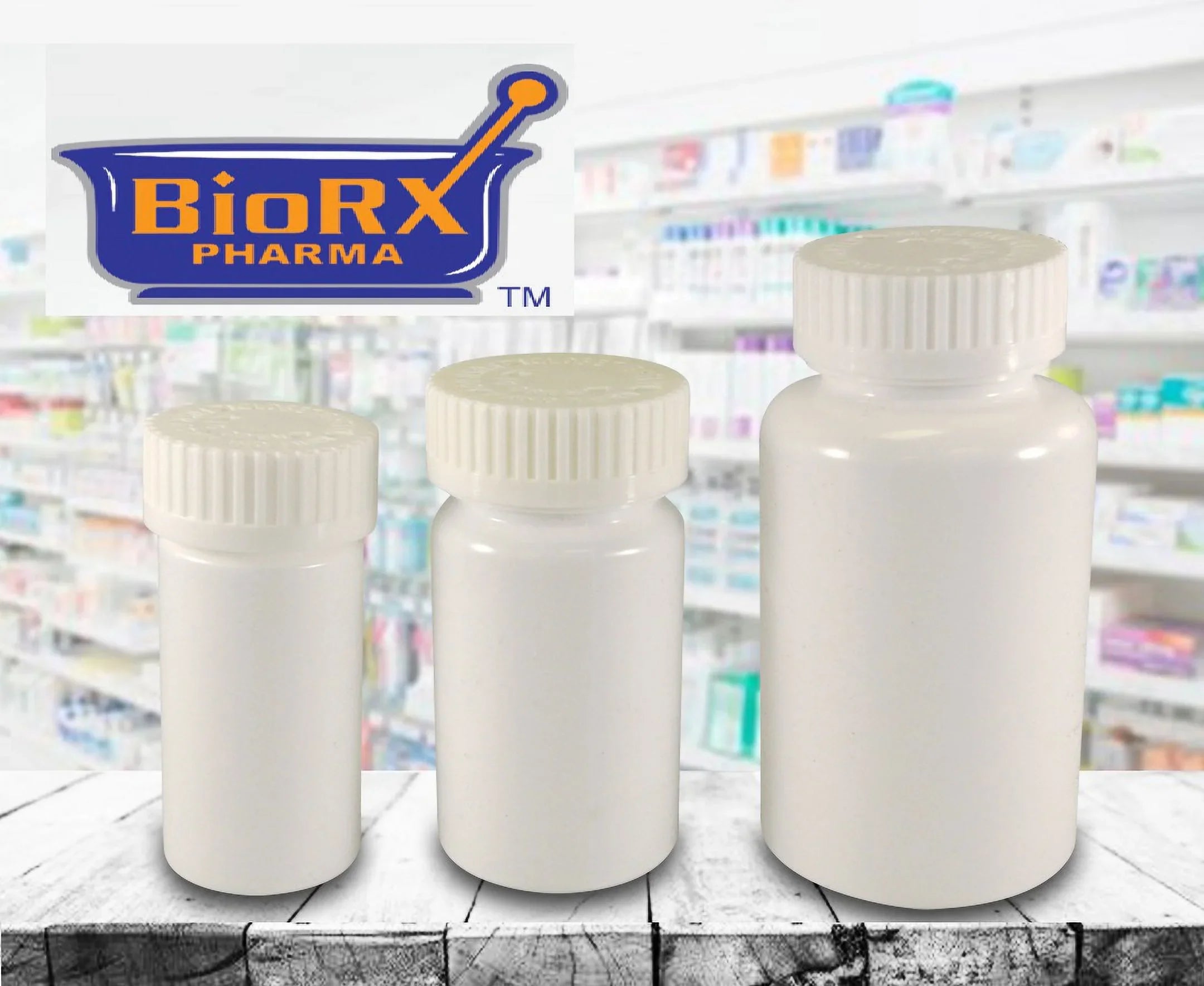 Pharmacy Vials 11 Dram WHITE (QTY. 300) Child-Resistant Caps, Mega-Pro, Caps Included by Sponix BioRx