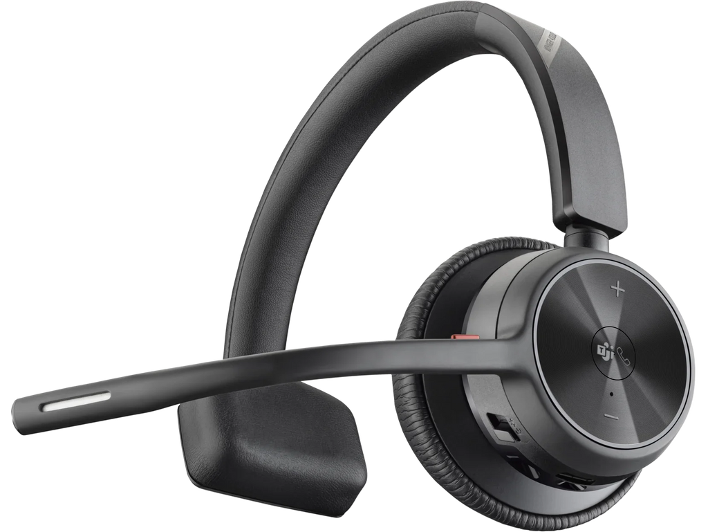 Poly Voyager 4310-M Teams Certified Headset With Charge Stand - Stereo, Mono - Wired/Wireless - Bluetooth - 164 ft - 20 Hz - 20 kHz - Over-the-head - Binaural - Ear-cup - 4.92 ft Cable - ...