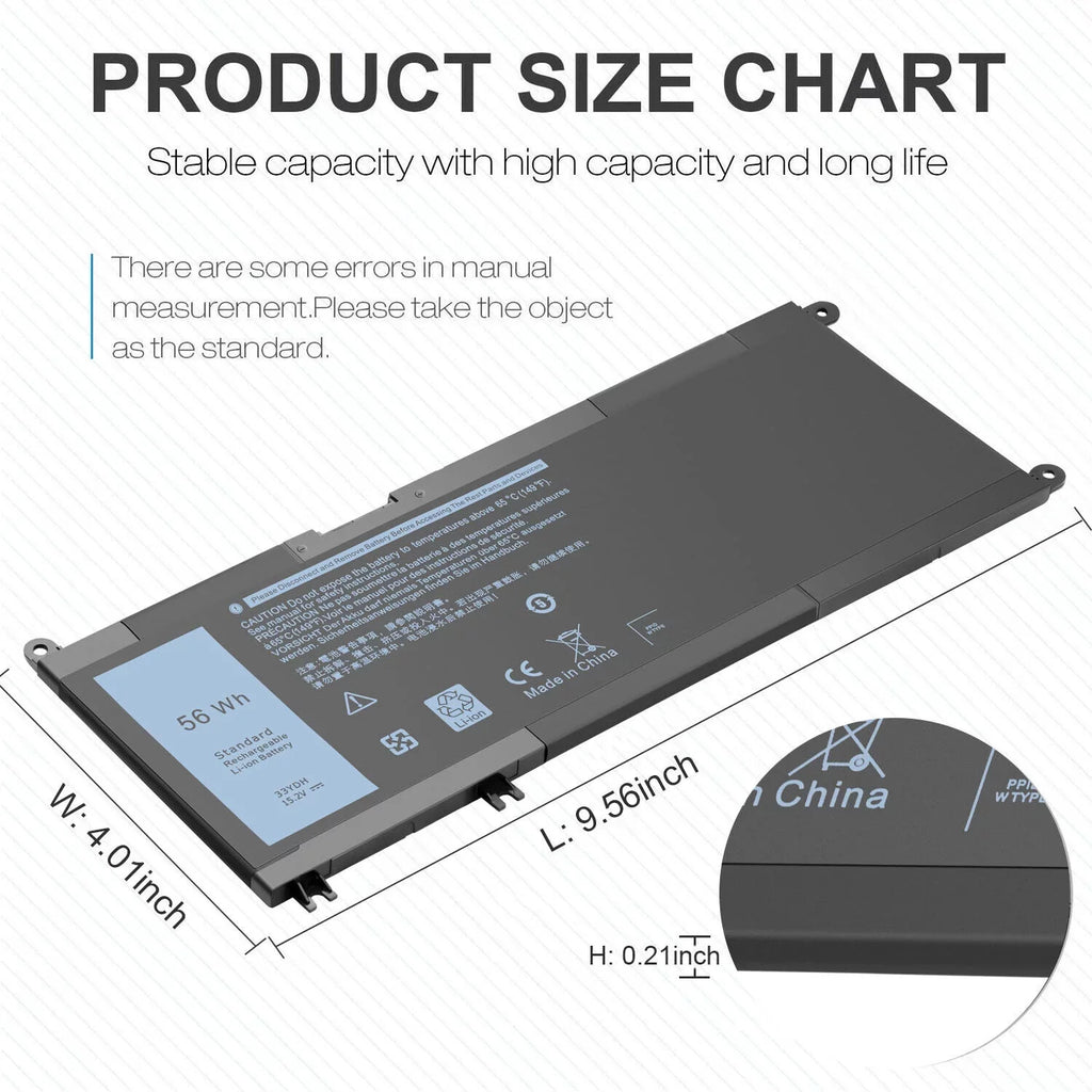 For 33YDH Battery Inspiron 15 7577 17 7778 7779 7786 Vostro 15 7580 7570