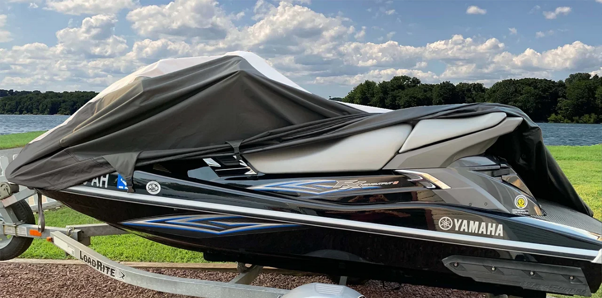 SUPER HEAVY-DUTY PWC JetSki Cover Compatible for Kawasaki 260X 250X LX 2007-2017 Jet Ski Cover PWC Black/Grey