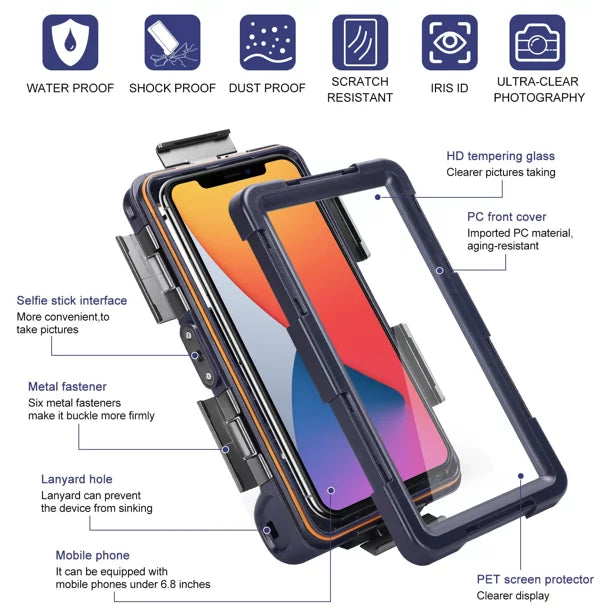 UrbanX Professional [15m/50ft] Swimming Diving Surfing Snorkeling Photo Video Waterproof Protective Case Underwater Housing for Samsung Galaxy M21s And all Phones Up to 6.9 Inch LCD with Lanyard