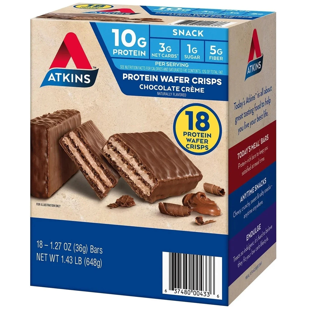 Atkins Protein Wafer Crisps Chocolate Creme 1.27 Ounce (Pack of 18)