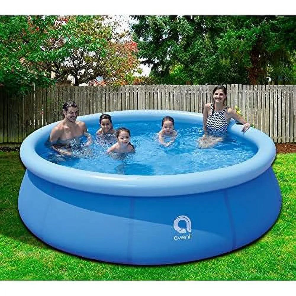 avenli 17807 10 foot x 30 inch 2 to 3 person capacity prompt set above ground kids Blow-up outdoor backyard kiddie swimming pool, blue