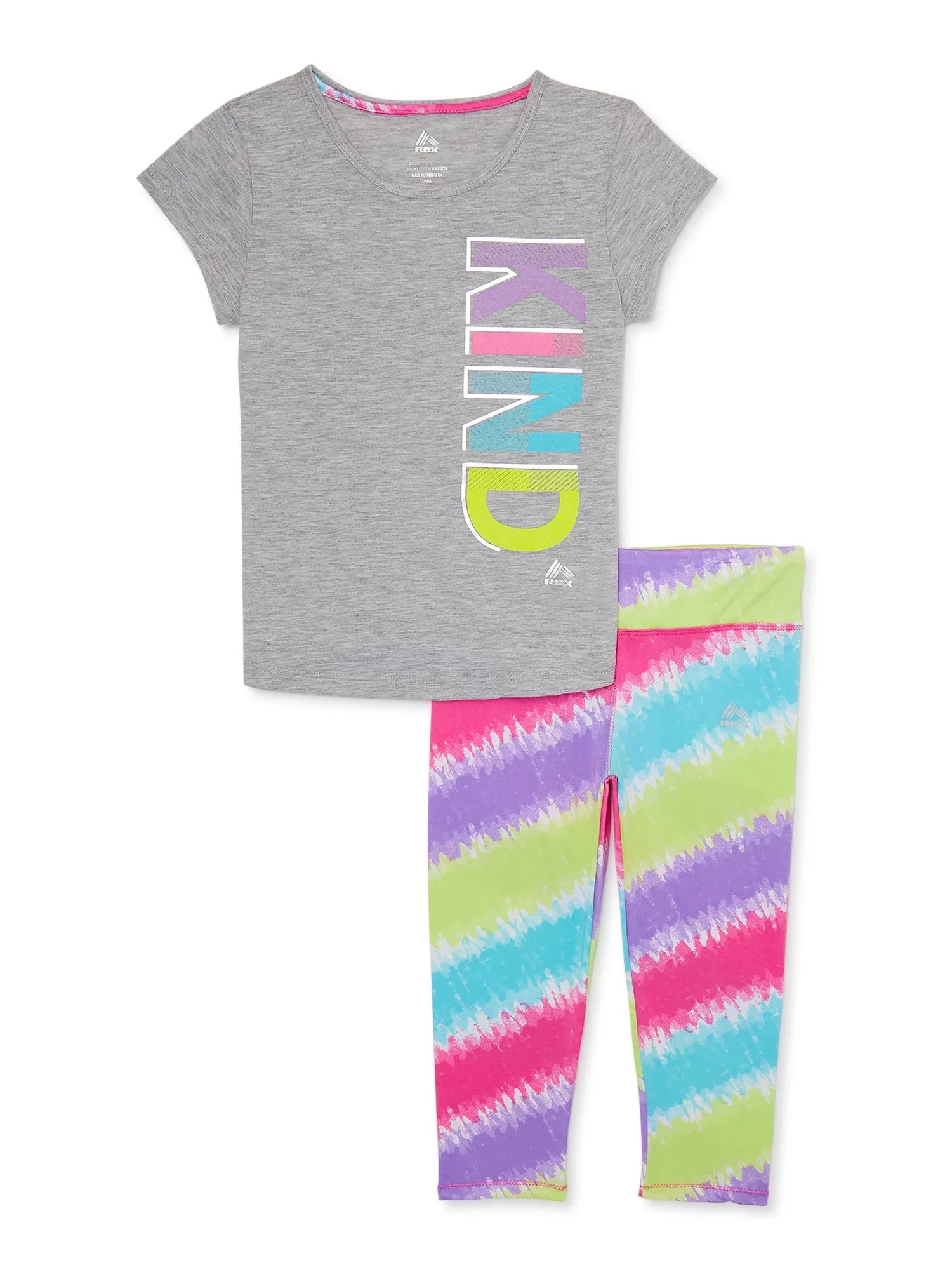 RBX Girls Active Short Sleeve Tee and Leggings Set, 2-Piece Sizes 4-6x