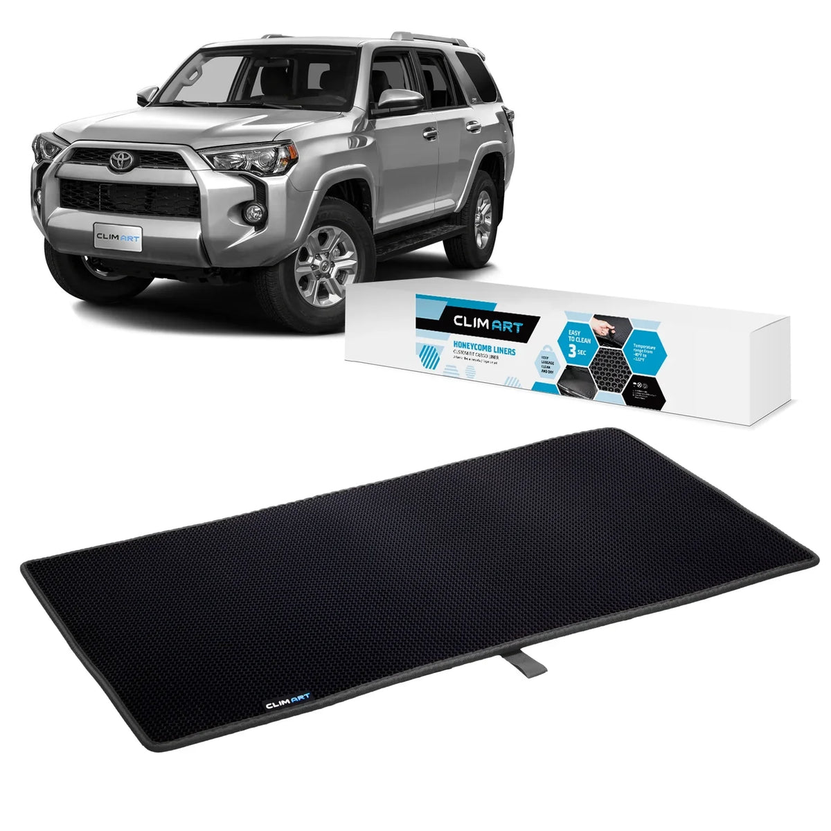 CLIM ART Cargo Liner for Toyota 4Runner 2010-2021 Custom Fit Trunk Mat, with Honeycomb Dirtproof & Waterproof Technology - All-Climate, Heavy Duty, Anti-Slip Cargo Liner, Luggage - FL01110148