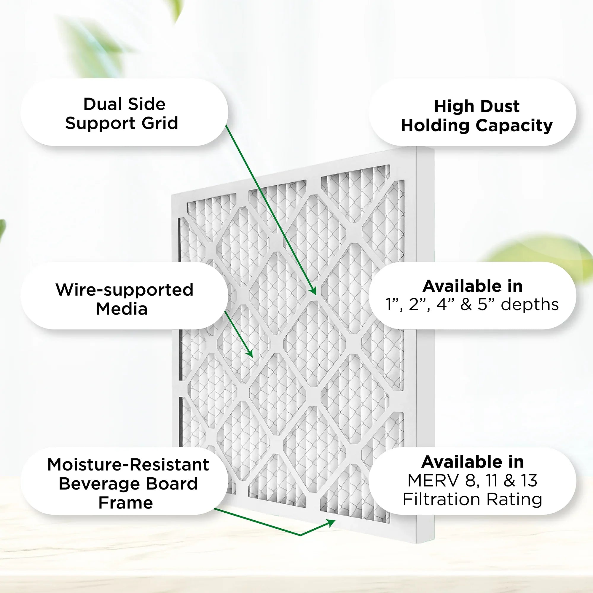12x24x4 MERV 11, MPR 1000 Pleated AC Furnace 4" Air Filters by Pamlico. Case of 6. Actual Size: 11-3/8 x 23-3/8 x 3-3/4