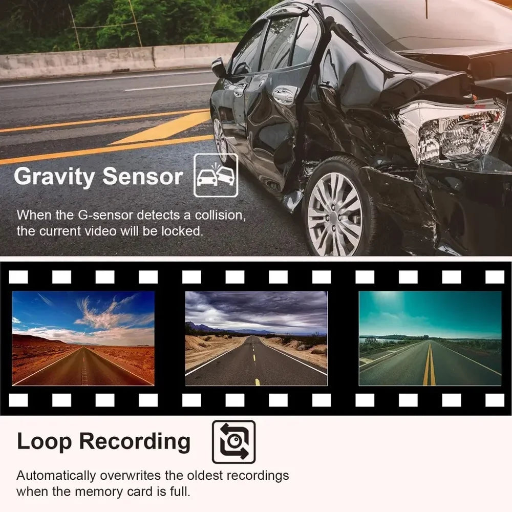 Dcenta Dash Cam Parking Clear Car Rearview Mirror Car Video Recording Camcorder Wide Angle Car Camera Recorder WIFI Interconnection Auto Safety Driving Recorder