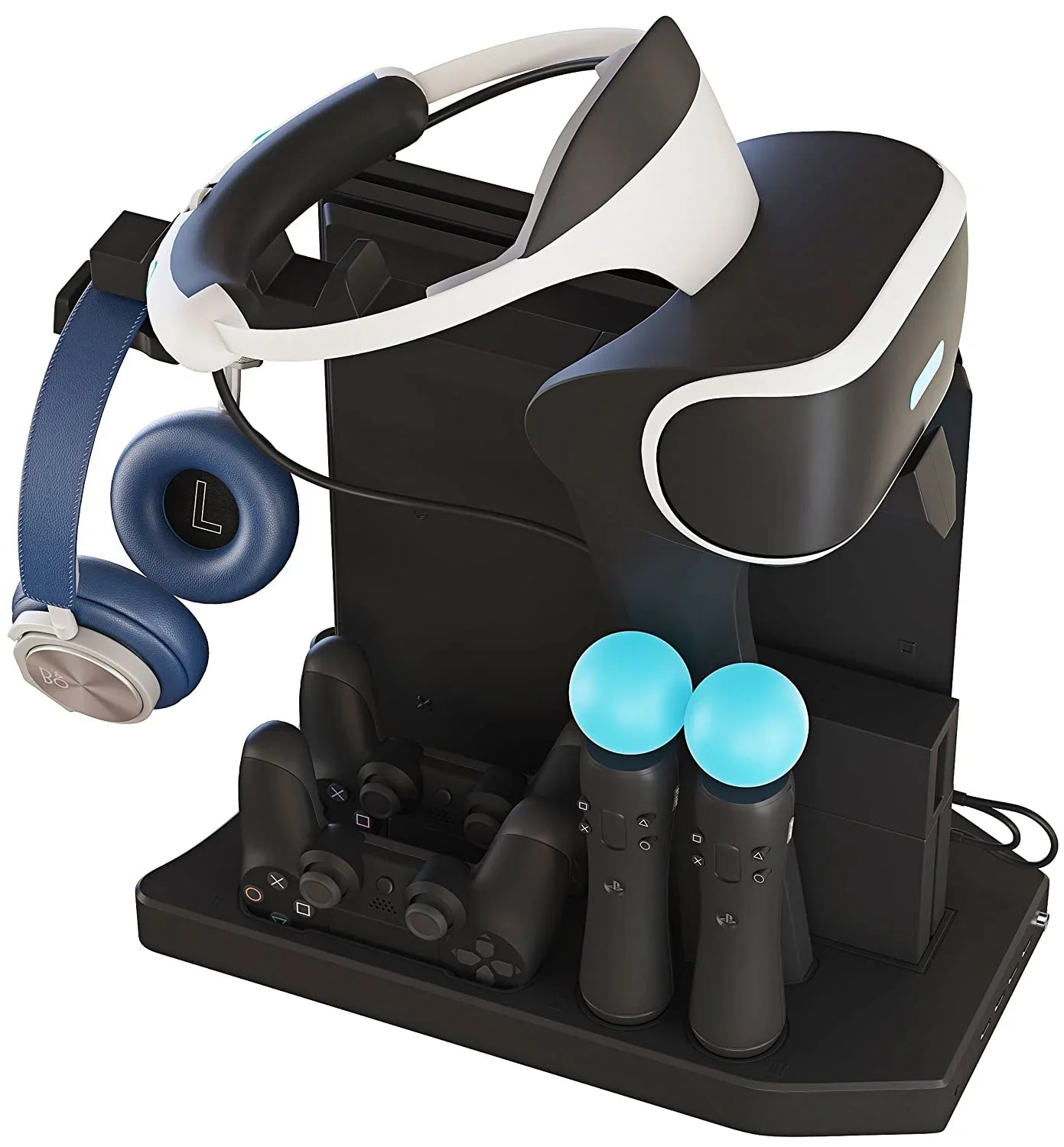 Skywin PSVR Charging Display Stand - Showcase, Cool, Charge, and Display your PS4 VR - Playstation 4 Vertical Stand, Fan, Con