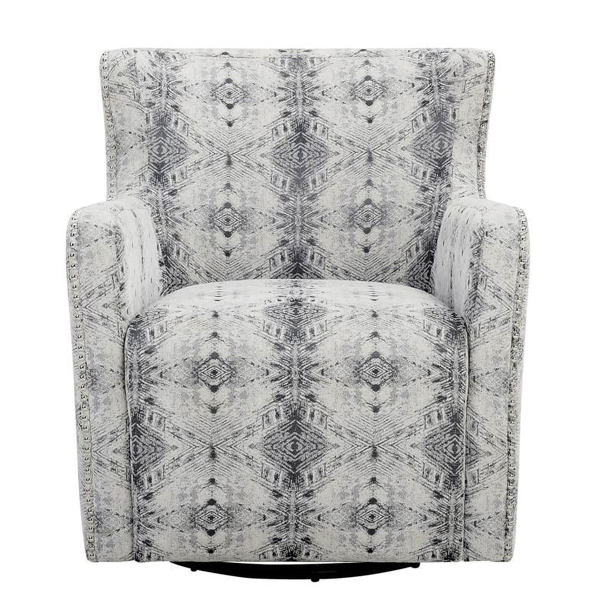 Lexicon Lonita 30" Contemporary Chenille Geometric Swivel Chair in Off White