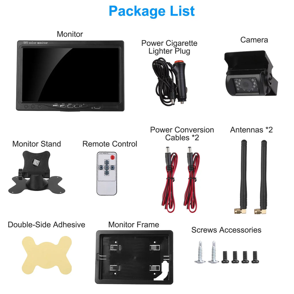 iMounTEK Wireless Backup Camera System Vehicle Rear View Monitor Kit IP67 Waterproof Car Parking Reverse System with 7In Screen Night Vision 2.4G Stable Signal for Car Trunk Van SUV