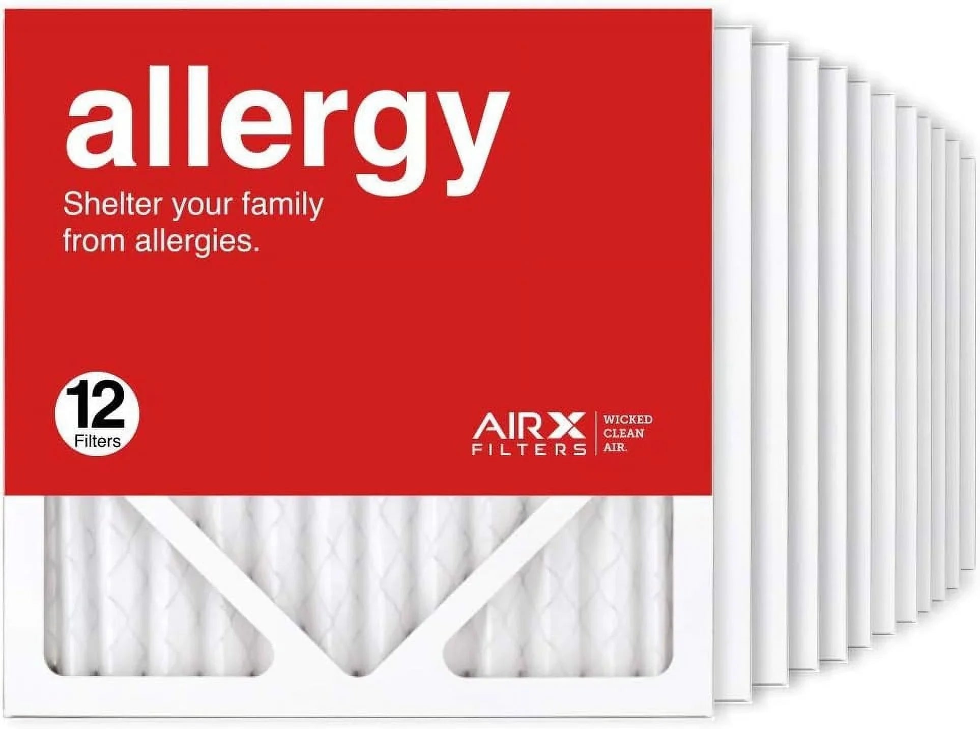 12X12x1 Air Filter MERV 11 Pleated HV Furne Air Filter, Allergy 12-Pk, Made In The