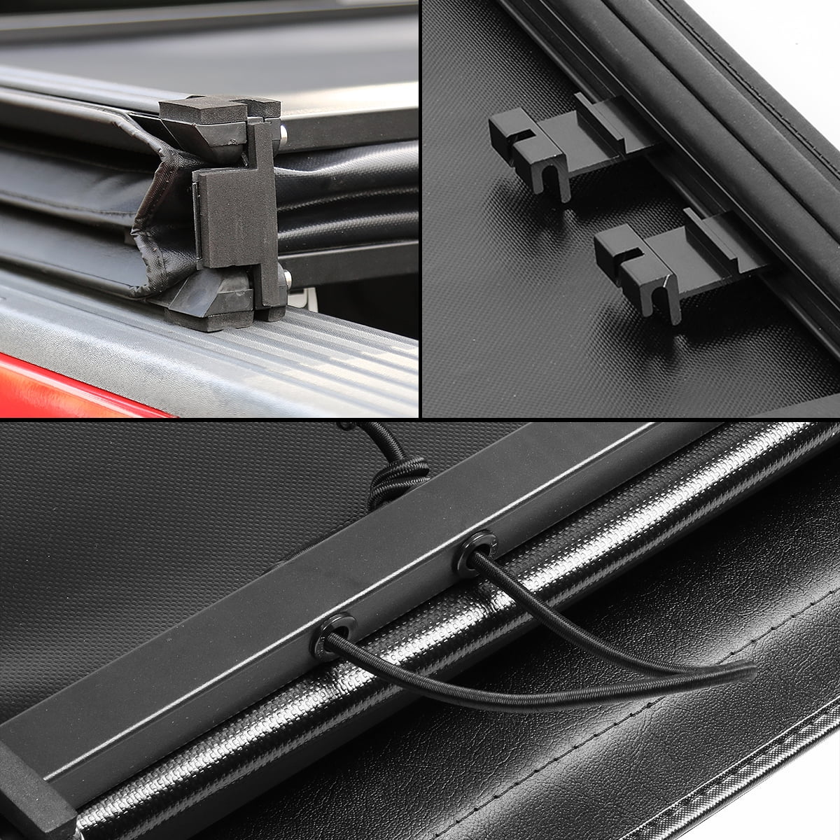 DNA Motoring TTC-TRISOFT-018 For 2009 to 2021 Ram Truck 1500 5.7' Bed Fleetside Tri -Fold Adjustable Soft Top Trunk Tonneau Cover