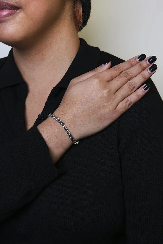 Haus of Brilliance .925 Sterling Silver 1/4 Cttw Womens Treated Black Round cut Box Clasp Diamond Tennis 7" Inches Bracelet (Black Color, I3 Quality)