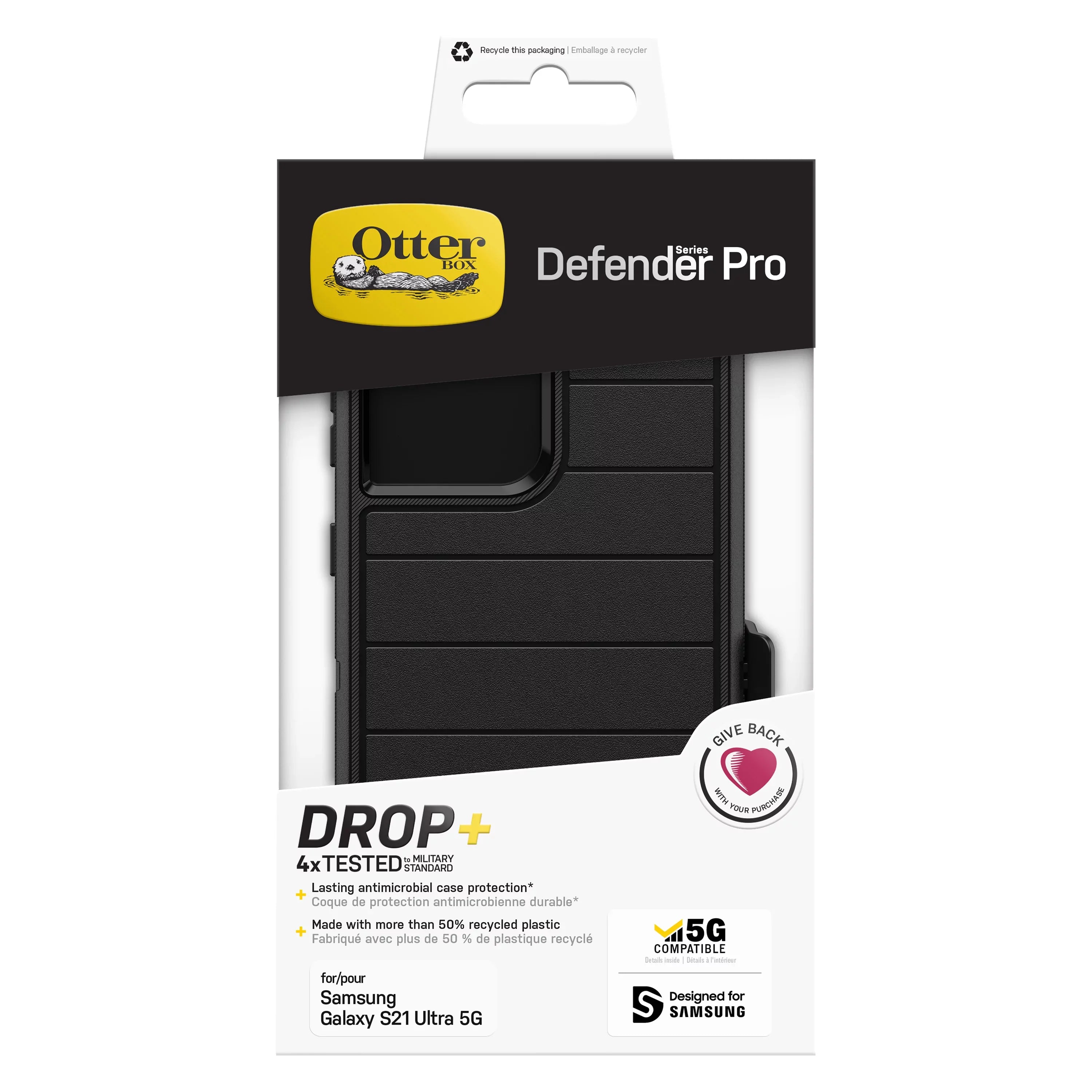 OtterBox Defender Series Pro Phone Case for Samsung Galaxy S21 Ultra 5G – Black