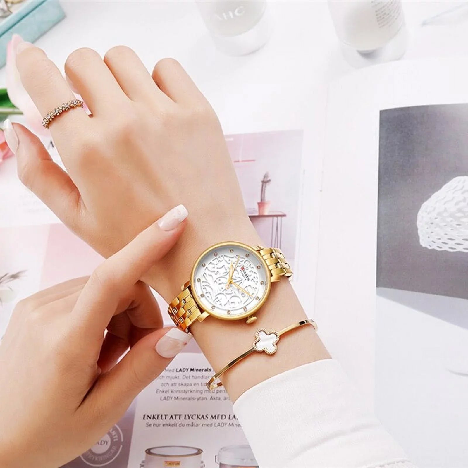 Top Brand Curren Watches Women Classy Dress Gold Wristwatch With Stainless Steel Female Clock 2019 Fashion Luxury Ladies Watch - Quartz Wristwatches