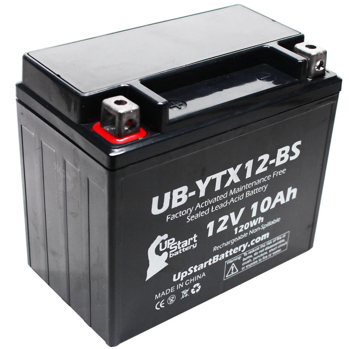 UpStart Battery Replacement 2001 Suzuki GSX-R1000 1000 CC Factory Activated, Maintenance Free, Motorcycle Battery - 12V, 10Ah, UB-YTX12-BS