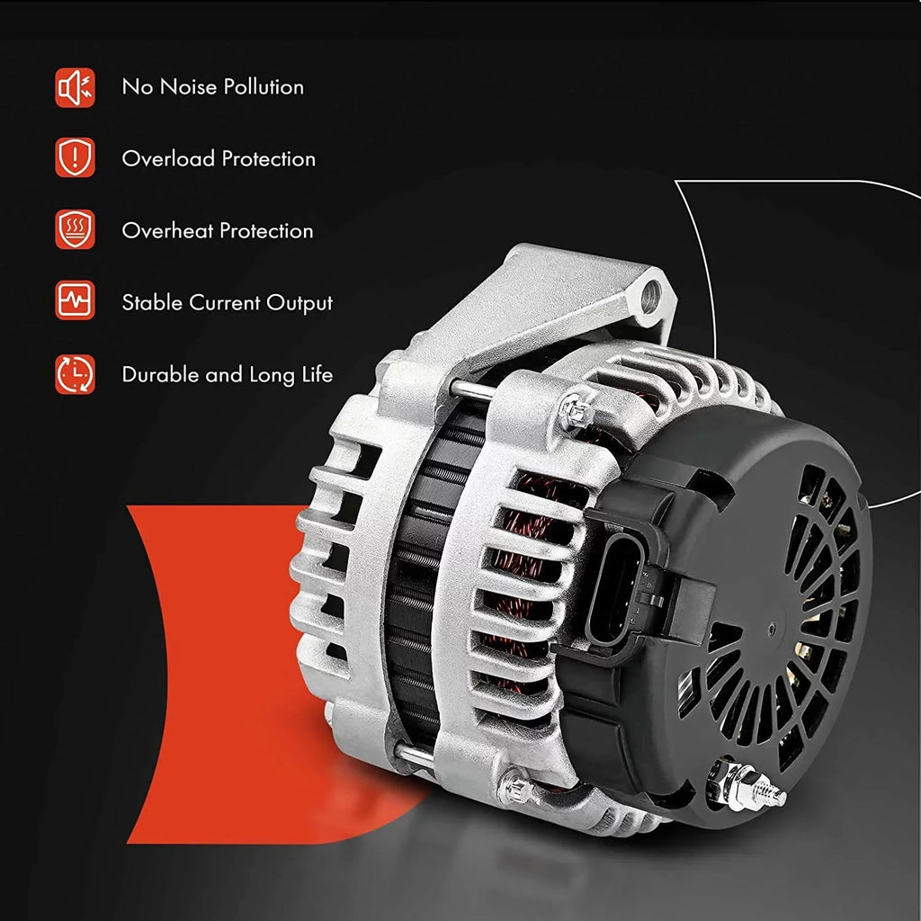A-Premium Alternator Compatible with Isuzu Trooper 2000-2002 & Acura SLX 1999, V6 3.5L, 90Amp 12Volt CW 6-Groove Clutch Pulley
