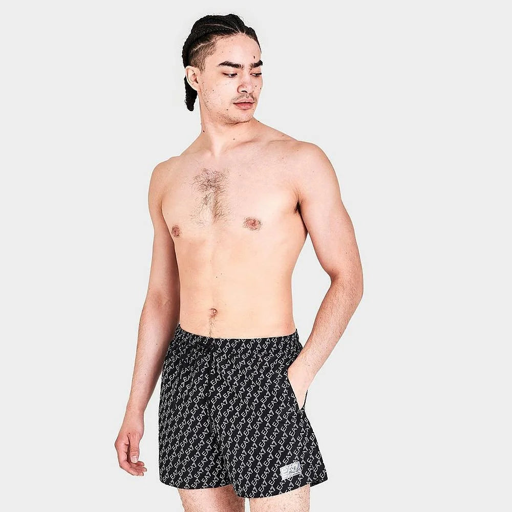 MEN'S EMPORIO ARMANI EA7 GRAPHIC MONOGRAM SWIM SHORTS Size Large