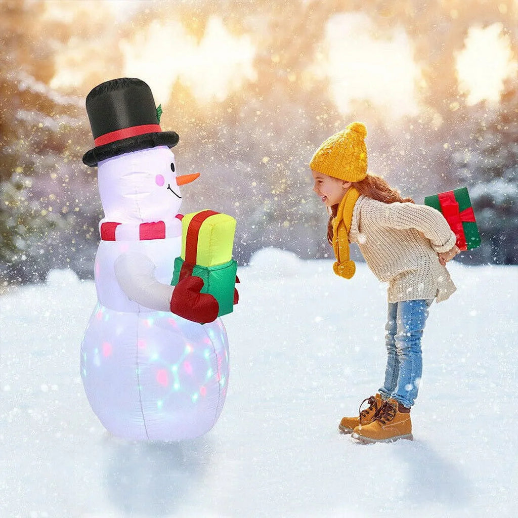5ft Air-filled Snowman Airblown Christmas Decor Yard Decoration LED Lights for Xmas Home Garden Family Prop Lawn Holiday Party Outdoor Decor
