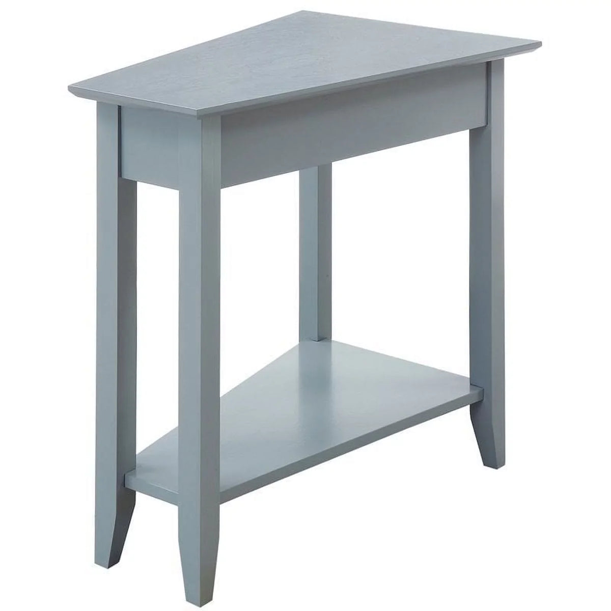 Pemberly Row Transitional MDF Wood Wedge End Table with Bottom Shelf in Gray