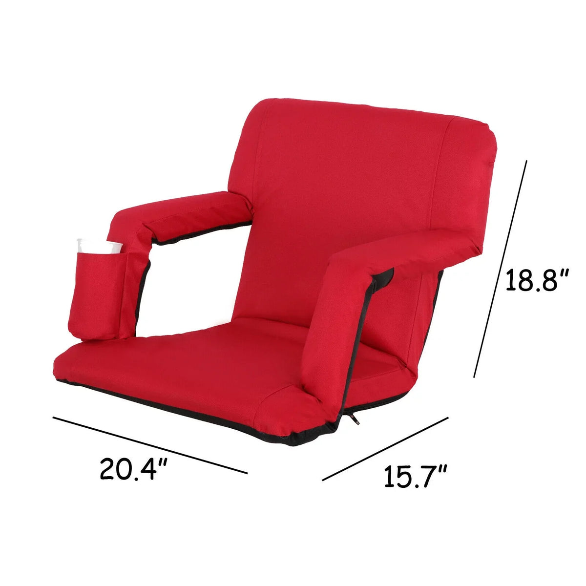 ZENSTYLE Water-resistant Stadium Seat with Cup Holder 7 Tiltable Positions - Red