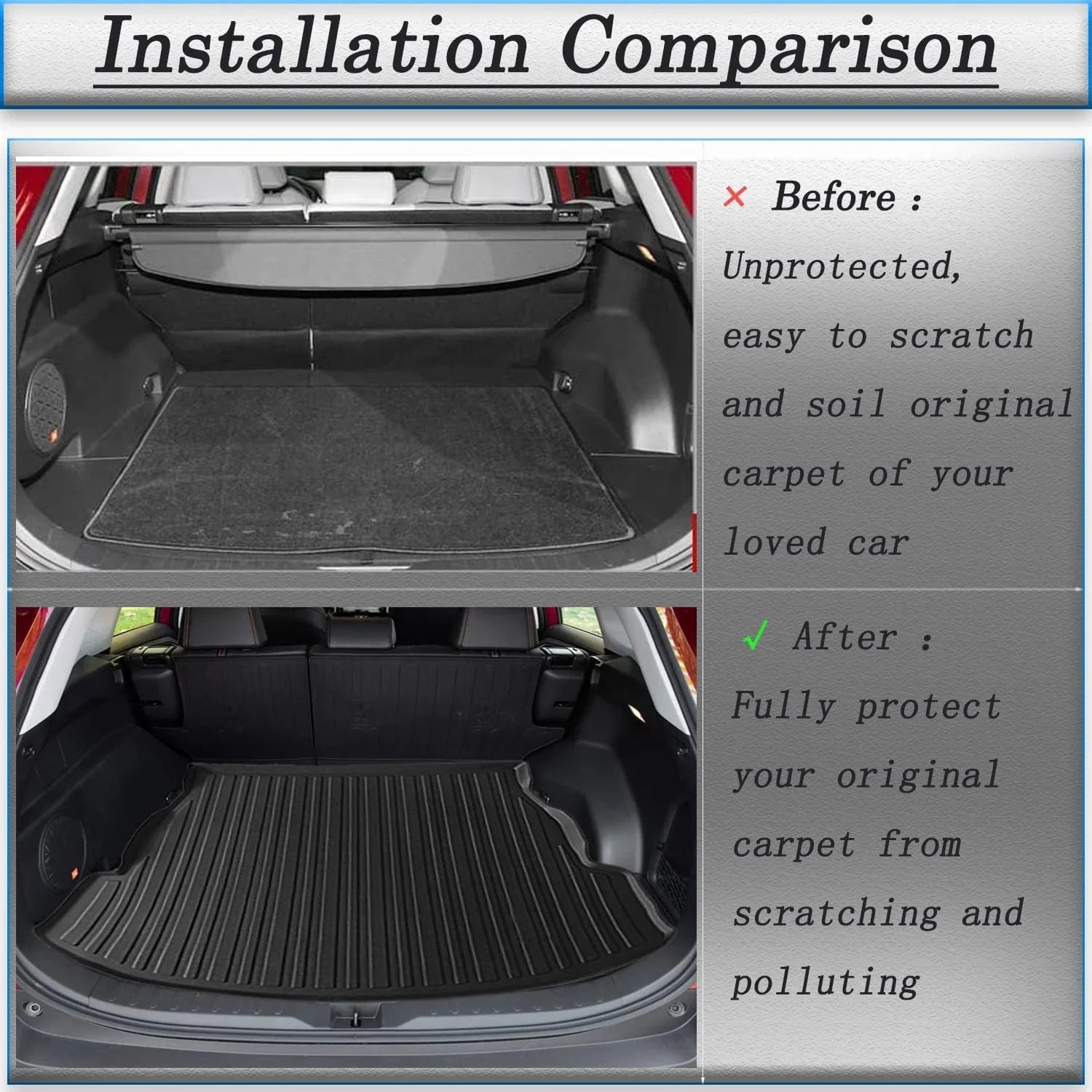 TPO Cargo Mats Cargo Liner Protection For 2017-2022 Honda CRV All Weather No Hybrid