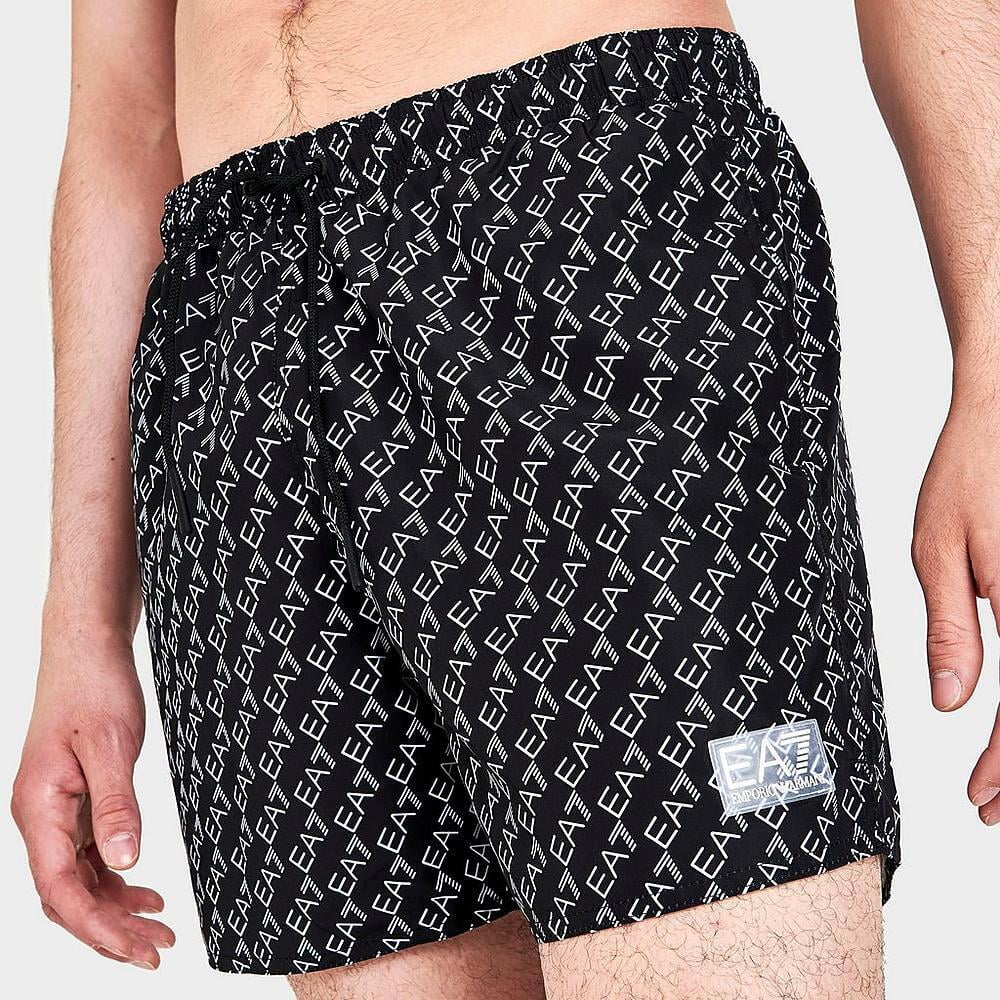 MEN'S EMPORIO ARMANI EA7 GRAPHIC MONOGRAM SWIM SHORTS Size Large