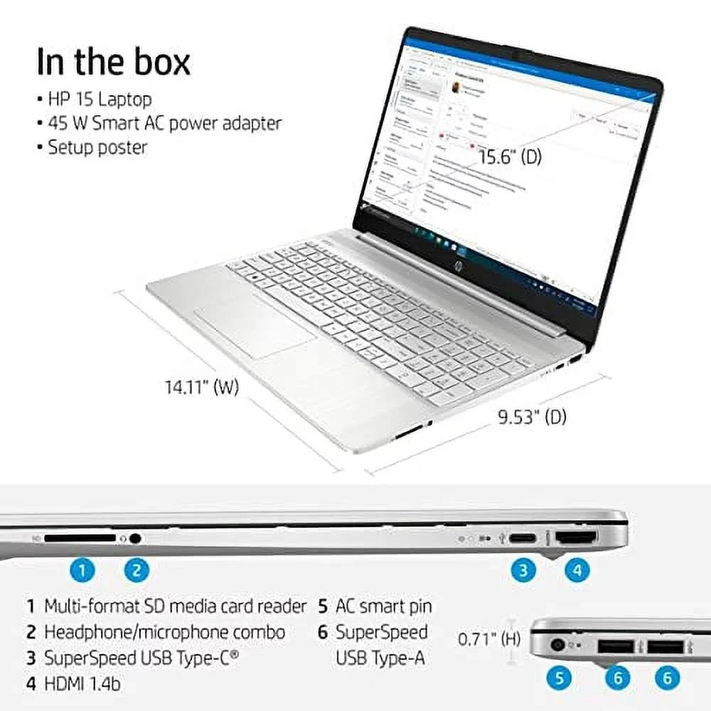 2022 15.6" FHD Micro-Ege Display Laptop PC Intel 11th Gen 4-Core i7-1165G7 36GB DDR4 RAM 512GB NVMe SSD Intel Iris Xe Graphics Webcam HDMI WiFi AC BT USB-C Silver Windows 11 Pro w/RE USB Drive