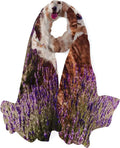 Hyjoy Adorable Golden Retriever Dog in Lavender Field Long Silk Neck Scarf Lightweight Shawl Wrap Scarves for Women Girls