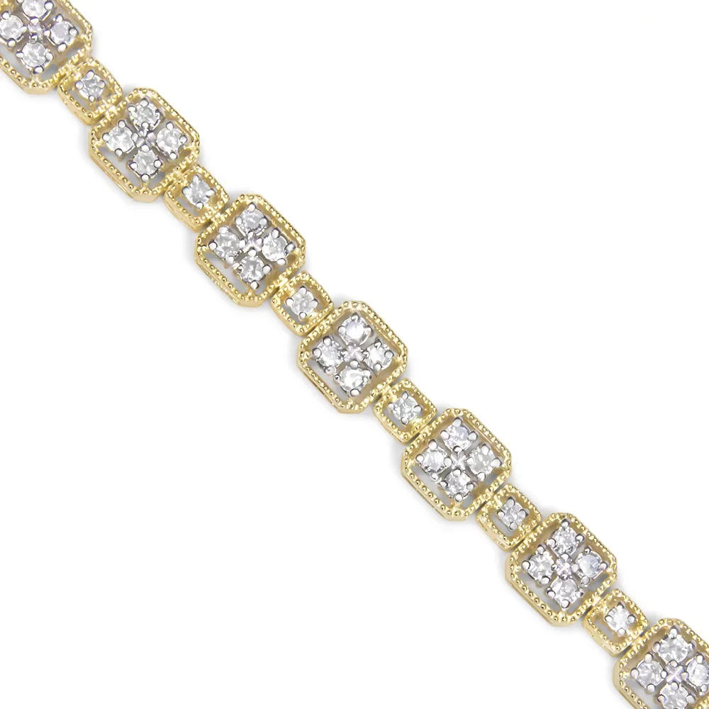 Haus of Brilliance 10K Yellow Gold 2.0 Cttw Womens Princess cut Box Clasp Diamond Link Bracelet (J-K Color, I2-I3 Clarity) - Size 7.25"
