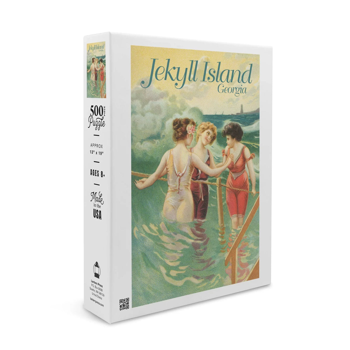 Jekyll Island, Georgia, Women in Wading on Beach, Vintage Poster (19x27 inches, Premium 500 Piece Jigsaw Puzzle for Adults and Family, Made in USA)