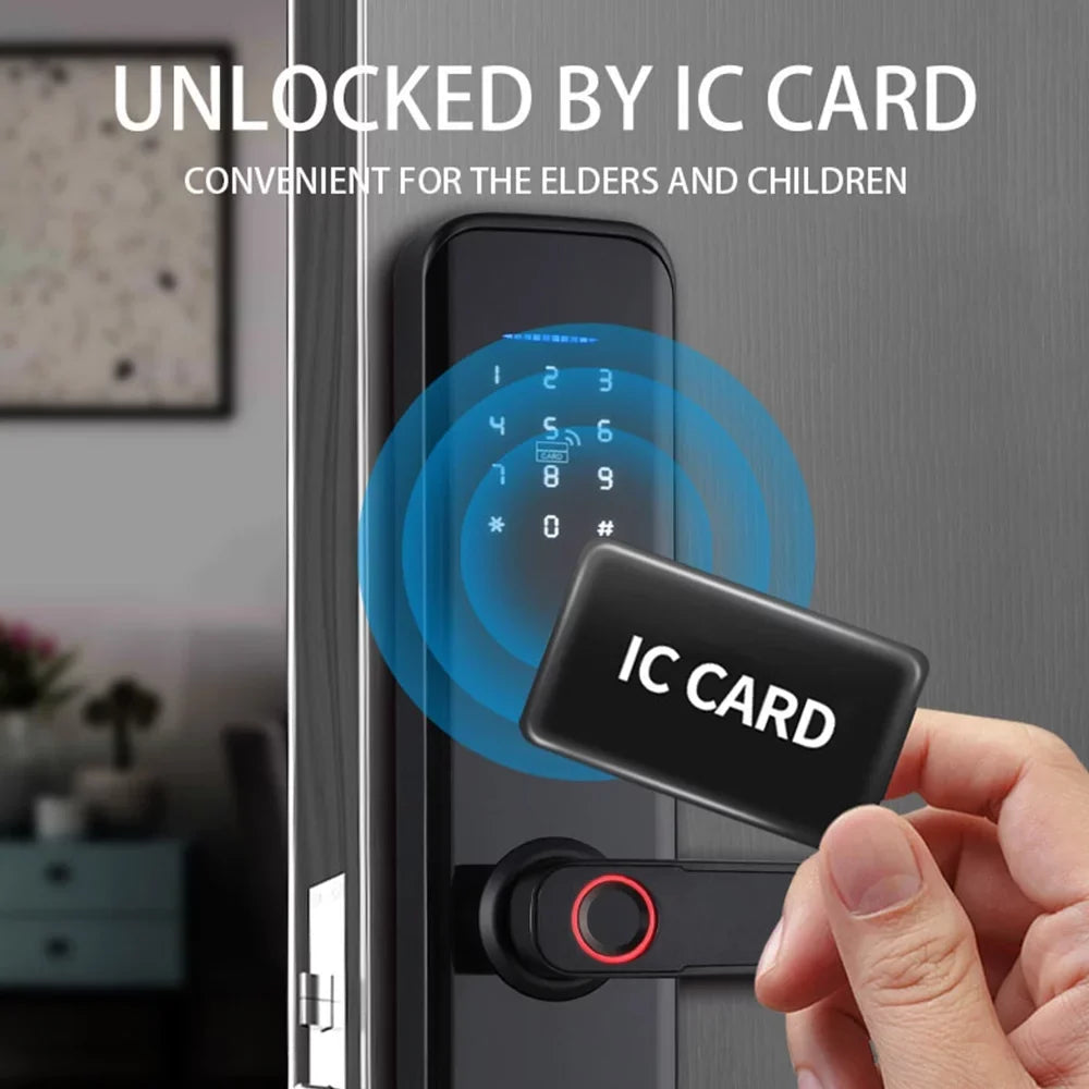 OWSOO WAFU Smart Lock with Handle Fingerprint Electronic Deadbolt Door Lock-Convenient and Reliable Intelligent Door Lock
