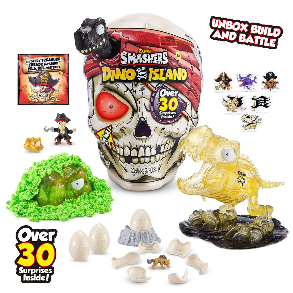 Smashers Dino Island Giant Skull (T-Rex) by ZURU with Over 30 Surprises, Mini Eggs and Figurines, Prehistoric Discovery Toy, Dinosaur Toys, Slime, Sand and More Age 5+
