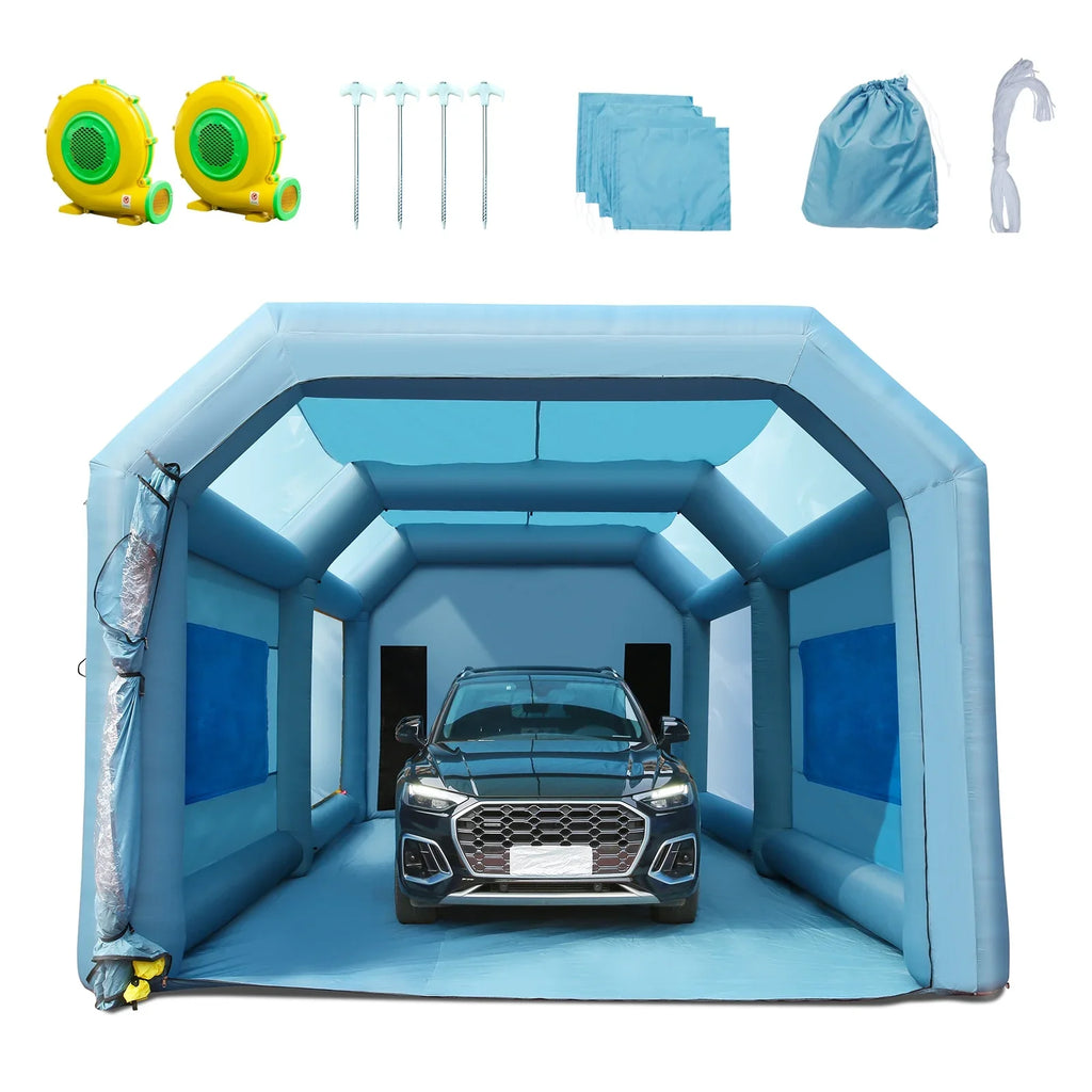 Air-filled Finish Room 26x15x11ft Air-filled Spray Room Car Finish Covering with 750W+950W Filter System Blower