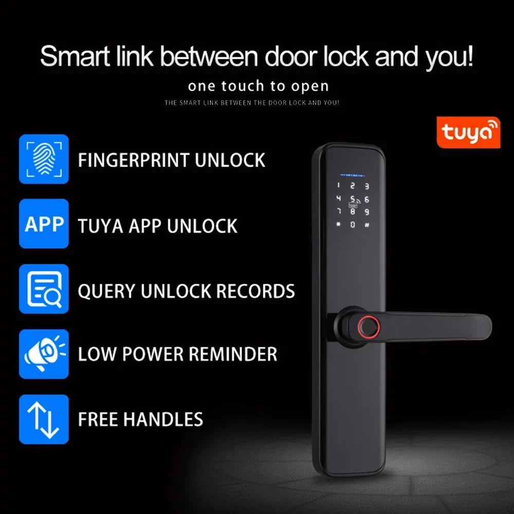 OWSOO WAFU Smart Lock with Handle Fingerprint Electronic Deadbolt Door Lock-Convenient and Reliable Intelligent Door Lock