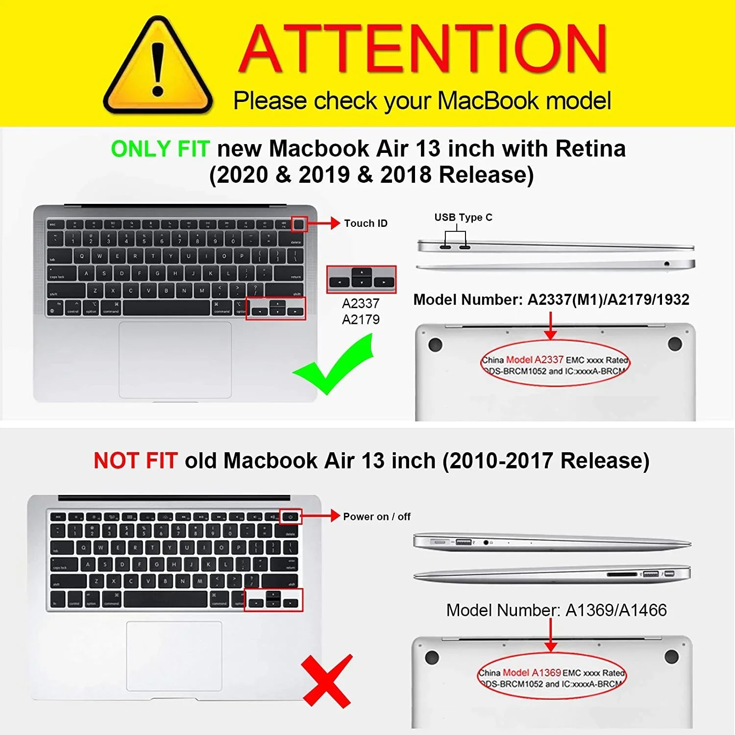 Case for Air 13 Inch A2337 (M1) / A2179 / A1932 (2018-2020 Release)
