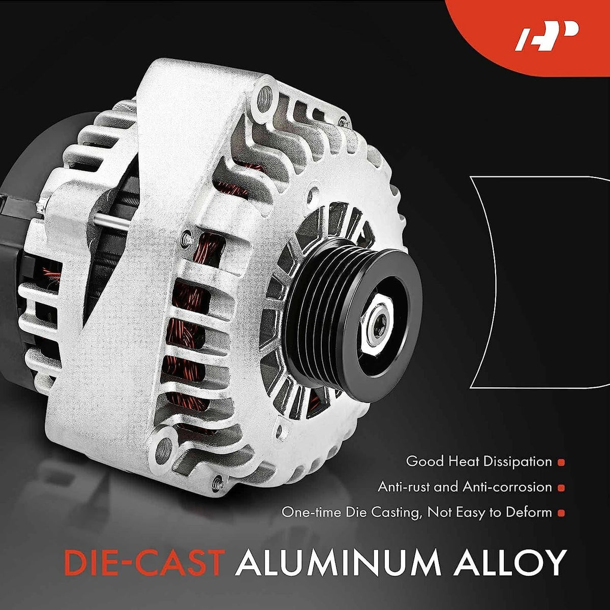 A-Premium Alternator Compatible with Isuzu Trooper 2000-2002 & Acura SLX 1999, V6 3.5L, 90Amp 12Volt CW 6-Groove Clutch Pulley