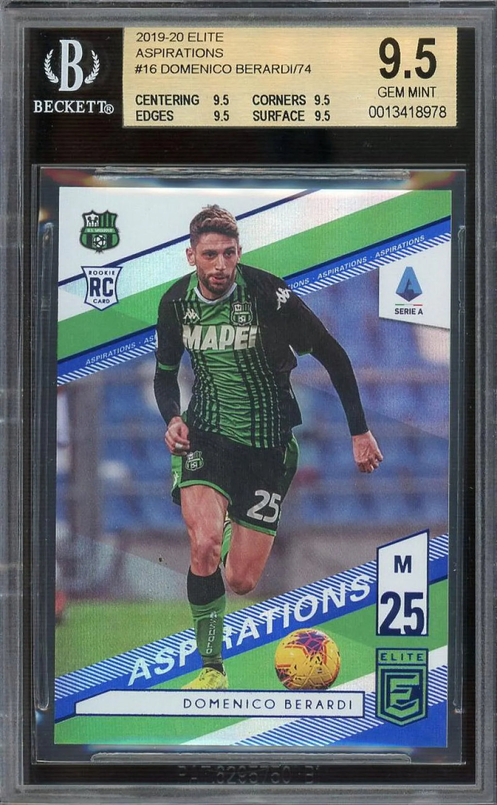 Domenico Berardi RC 2019-20 Panini Chronicles Elite Aspirations 03/74 #E16 BGS 9.5