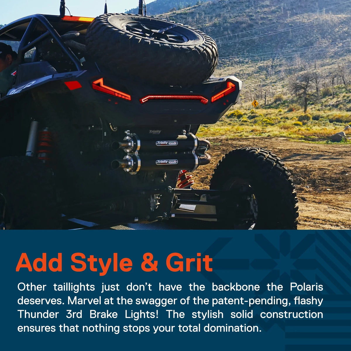 LED 3rd Brake Center Tail Light for Polaris RZR XP 1000 Turbo Sportsman 1000 XP 2019 2020 2021 2022 UTV [Thunder Design] [DOT-Rated] - Smoked