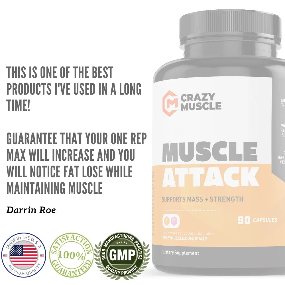 Muscle Attack: Keto Muscle Building Supplement with DHEA by Crazy Muscle - 90 Capsules