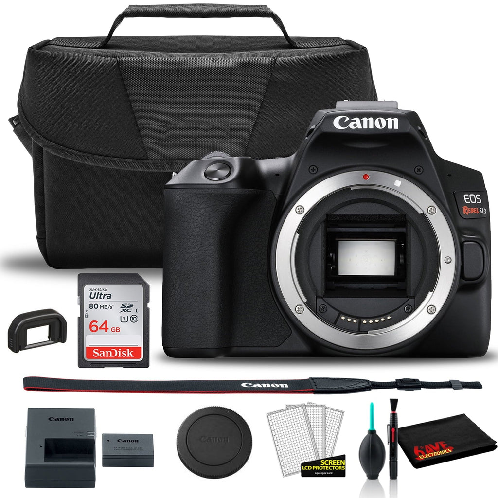 Canon Rebel SL3 DSLR Camera (Body + Canon Bag + Sandisk 64GB Card + Care Kit