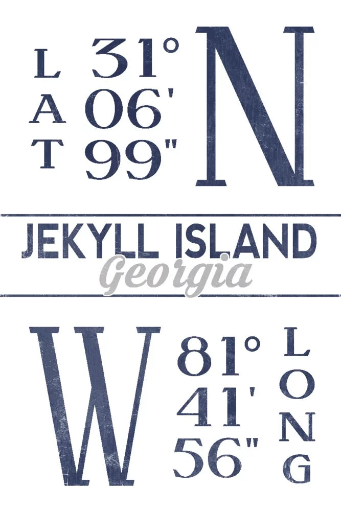 Jekyll Island, Georgia, Latitude and Longitude (Blue) (19x27 inches, Premium 500 Piece Jigsaw Puzzle for Adults and Family, Made in USA)