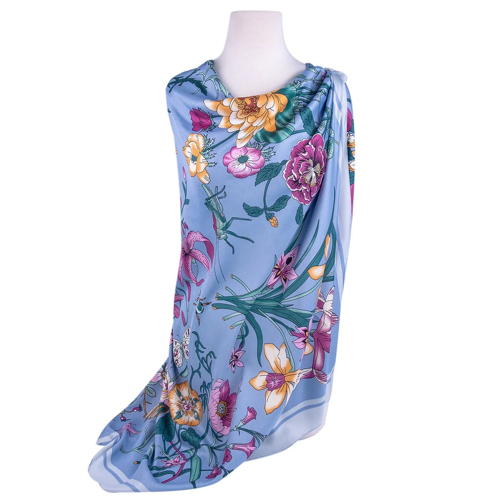 STP GOODS Evening Shawl and Wrap for Women Botany Lilac Silk Shawl 51x51'' (130 * 130 cm) Travel Scarf Tops Fashion Shawl for Wedding