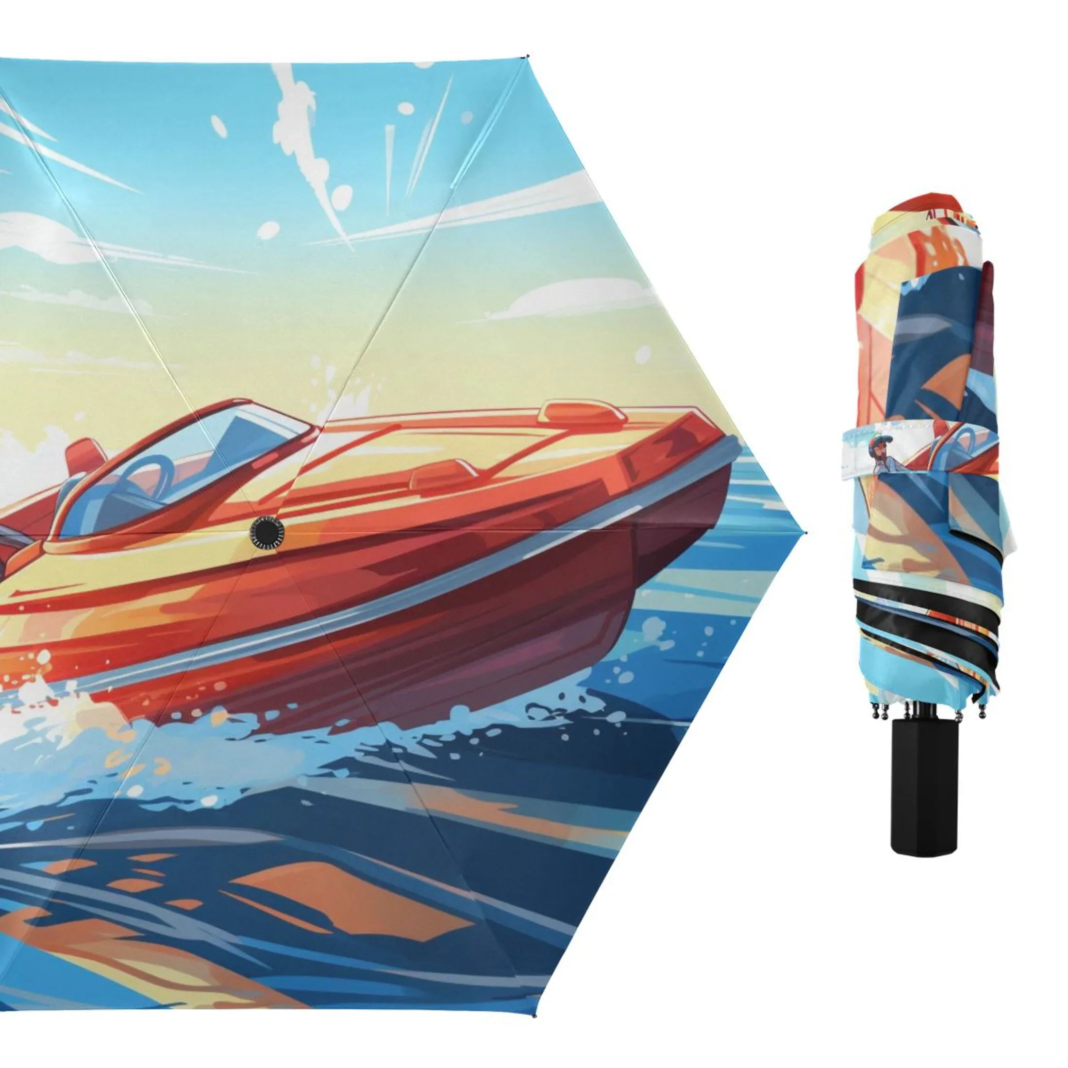 Boating Compact Folding Umbrella for Rain Windproof Travel Umbrella UPF 50+ Lightweight Packable Arc Size
