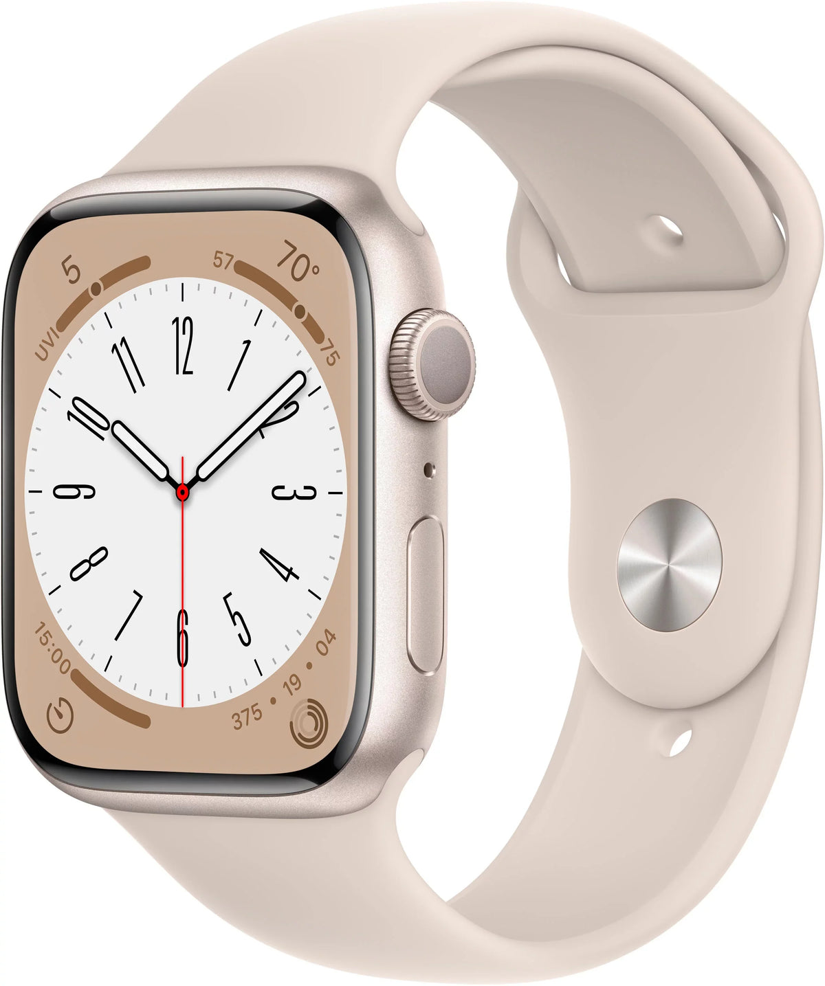 Restored Apple Watch Gen 8 Series 8 45mm Starlight Aluminum Starlight Sport Band MNUP3LL/A (Refurbished)