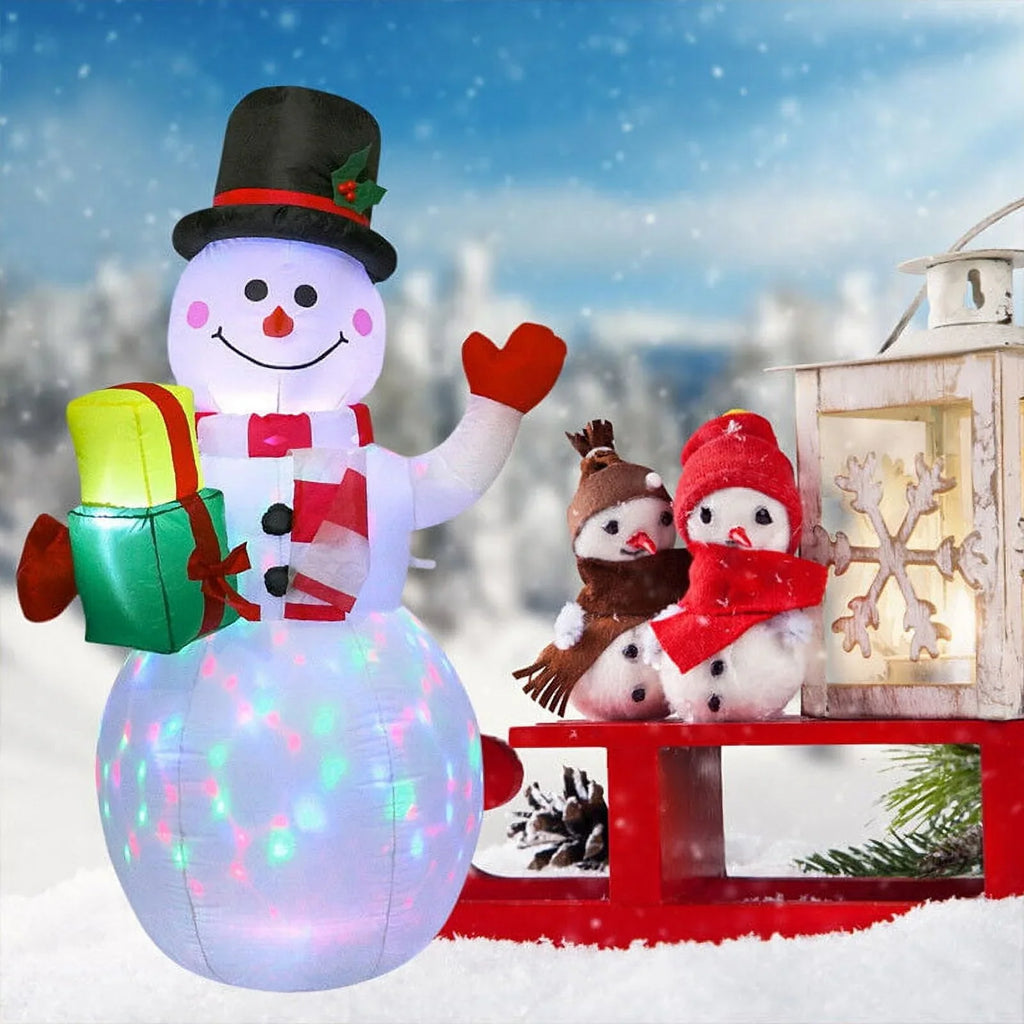 5ft Air-filled Snowman Airblown Christmas Decor Yard Decoration LED Lights for Xmas Home Garden Family Prop Lawn Holiday Party Outdoor Decor